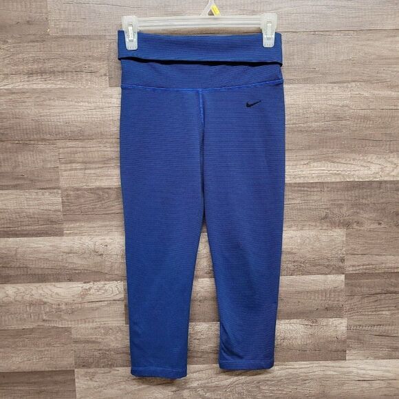 Nike Dri Fit Legend 2.0 Foldover Waistband Capri Pants Leggings Blue Size XS - Picture 2 of 15